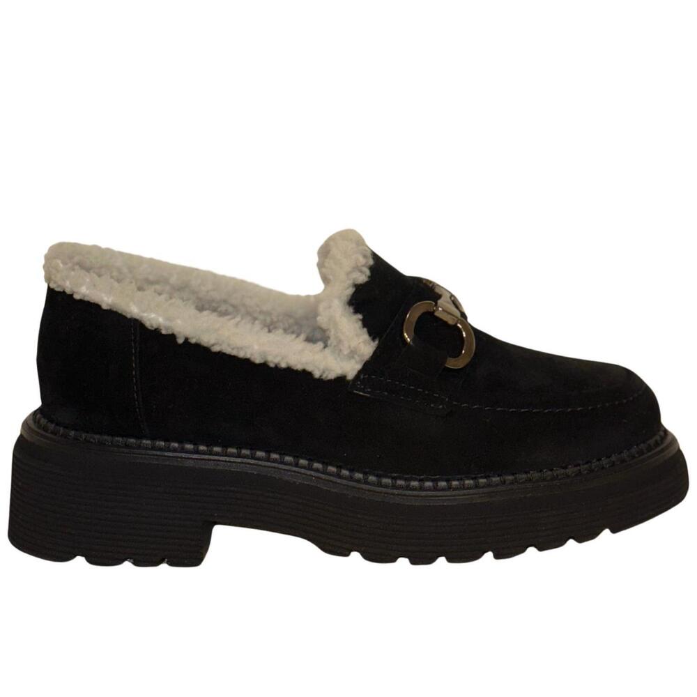 NEW HOMERS women's siena-m platform suede loafers in crosta negro